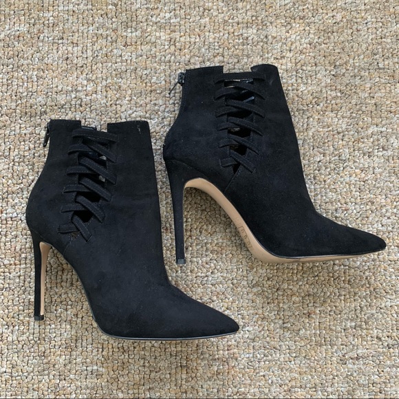 Aldo Suede Tuxedo Side Lace-Up Pointed Toe Boots 6M - Picture 2 of 8